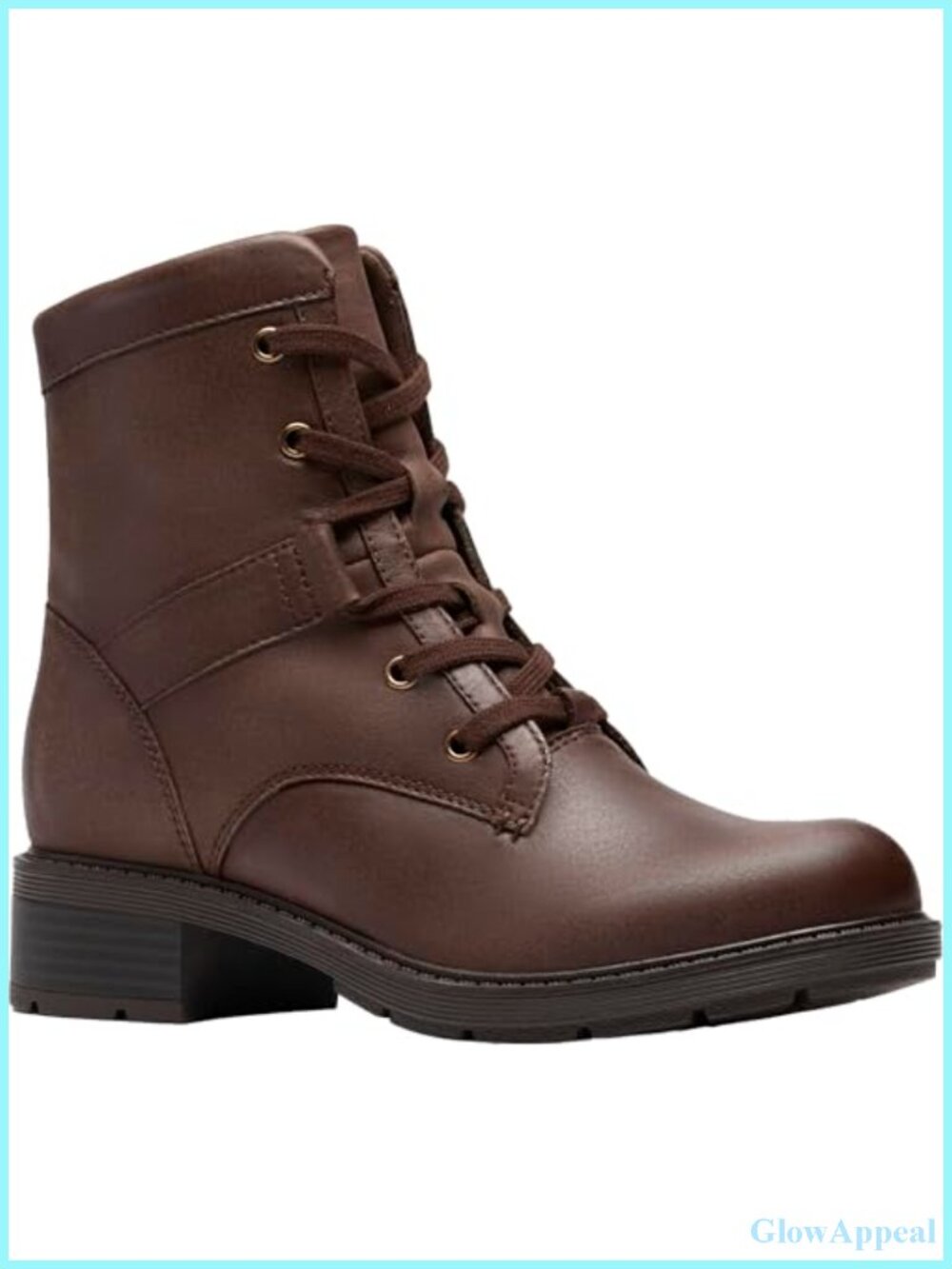 Clarks Women's Hearth Parker Leather Ankle Boots Lace Up Combat